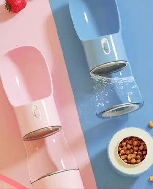 Comedero Portátil 2 en 1 Gris Claro para Mascotas