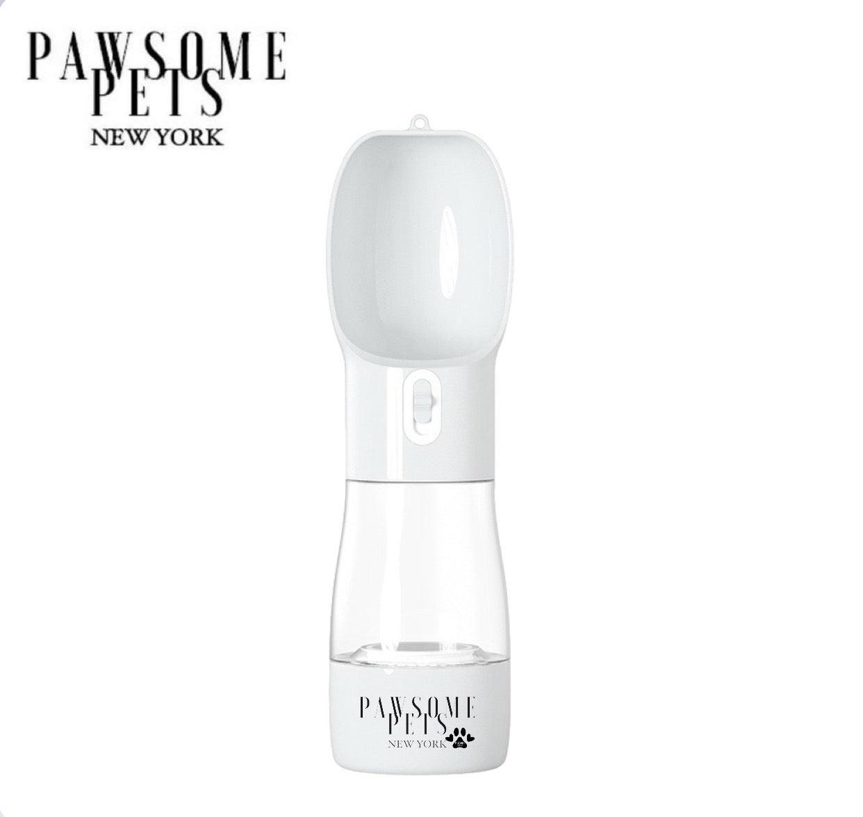 Comedero Portátil 2 en 1 Gris Claro para Mascotas