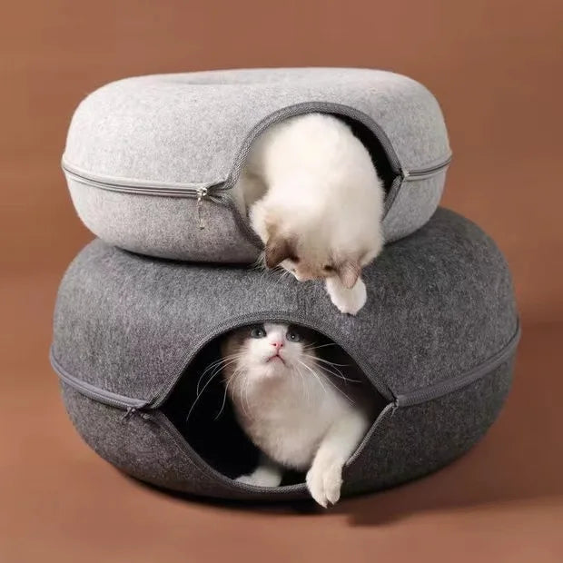 Cama Túnel Gatos Forma Dona Fieltro Cómodo