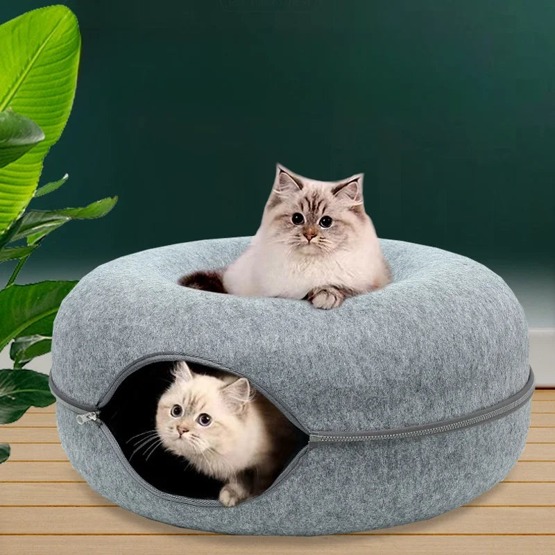 Cama Túnel Gatos Forma Dona Fieltro Cómodo